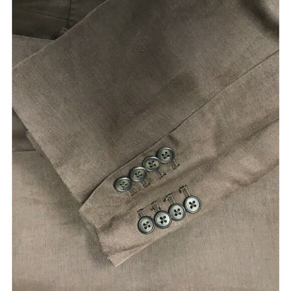Tre Vero Sport Coat Mens XL Aux Casino Blazer Brown Silk Linen - Picture 6 of 9